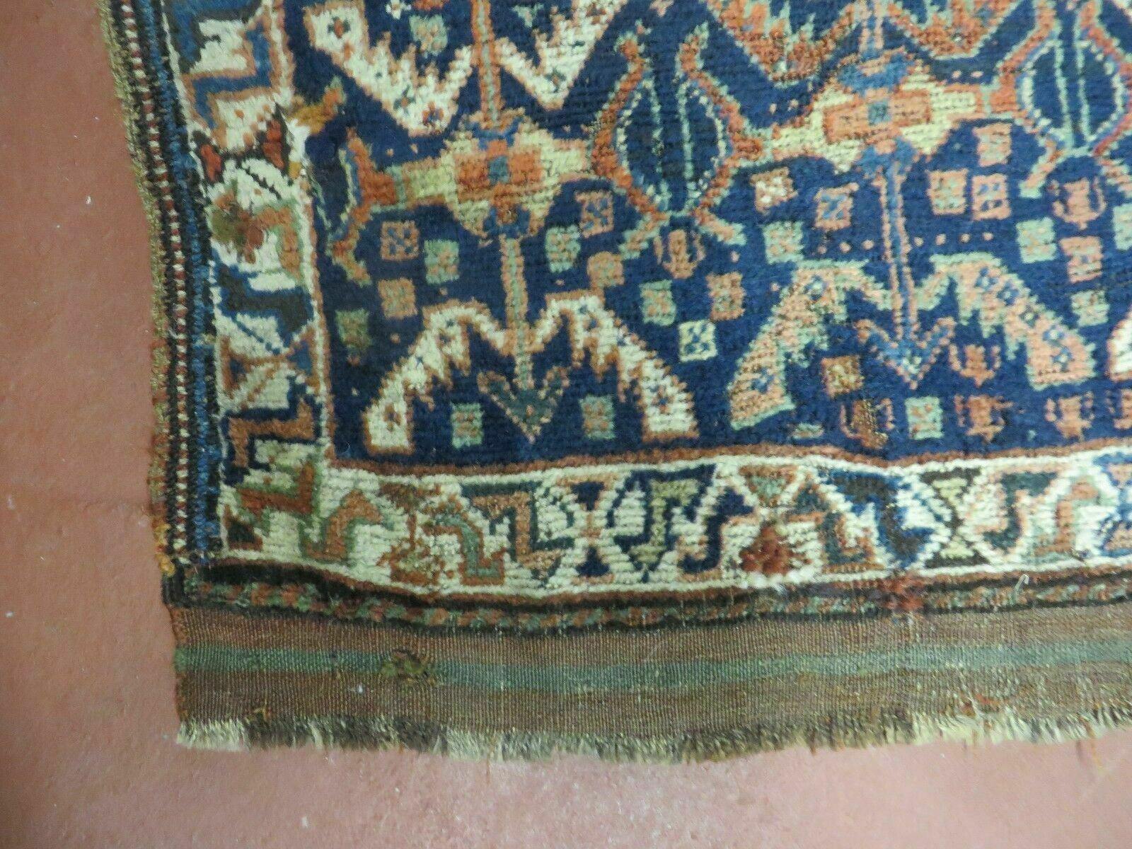 2'2" X 2'3" Antique Handmade Indian Bagface Rug Wool Oriental Small Rug Mat - Jewel Rugs