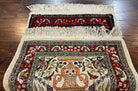 Small Indo Persian Rug 2x3 ft, Wool with Silk Highlights, Animal Pictorial Motifs Birds Vase Flowers, Cream and Maroon, Hand Knotted Fine - Jewel Rugs