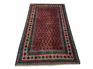 3x5 New Vintage Handmade Tribal Rug Afghan Balouch Rug Wool Rug Star Fish Red - Jewel Rugs
