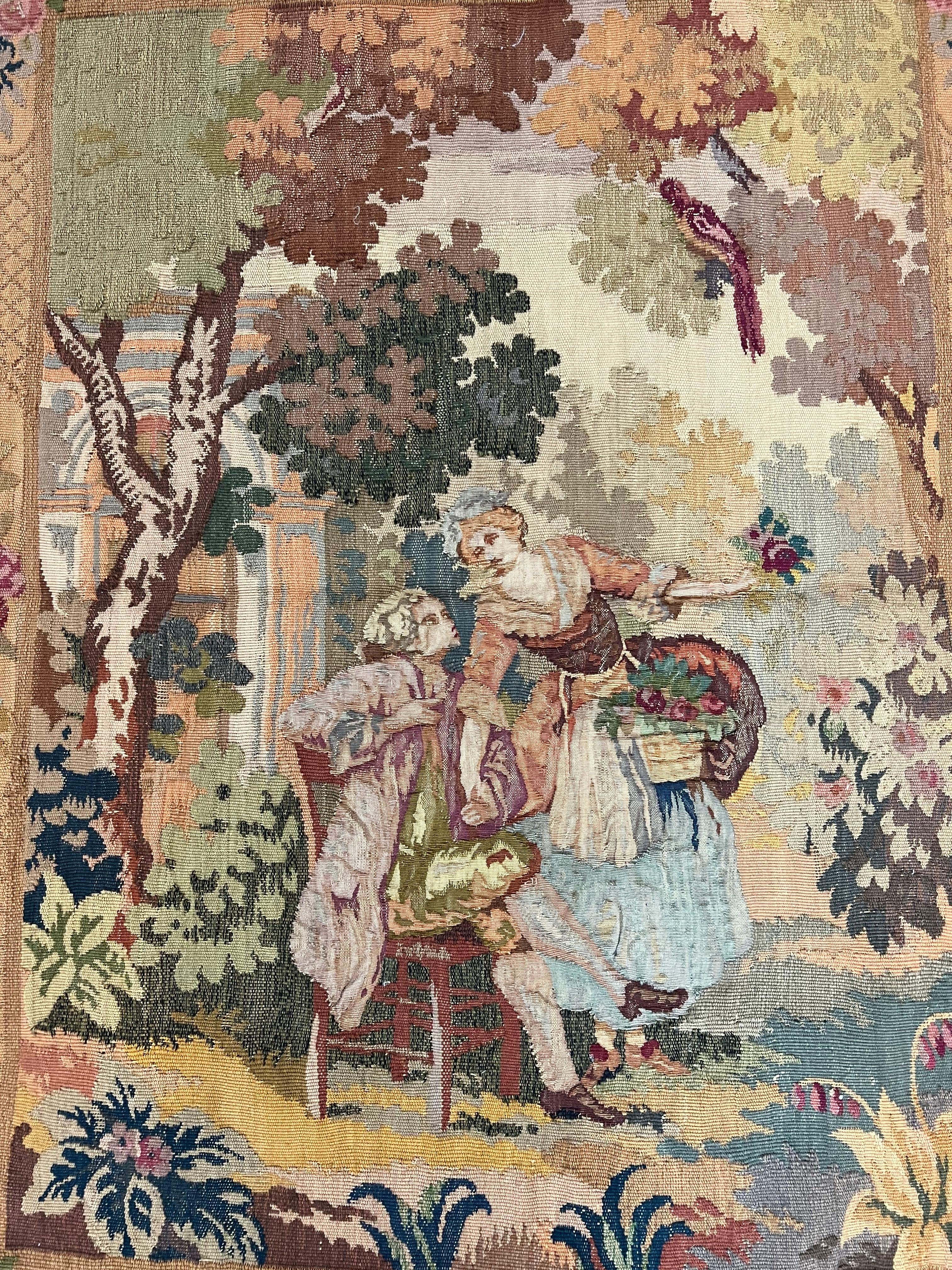 Antique Tapestry 3x4, European French Tapestry, Hand Loomed Victorian Tapestry, Vintage Wool Tapestry 3 x 4 ft - Jewel Rugs