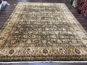 Indian Agra Rug 9x12, High Quality Indo Persian Carpet 9 x 12 ft, Mahal Rug, Tea Wash, Very Fine Oriental Rug, Allover Floral, Handmade Wool - Jewel Rugs