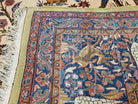 Antique 1920s Persian Kashan Room Sized Rug, Wool Hand-Knotted, Ivory Red Blue, 10' x 13' 3" - Jewel Rugs