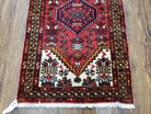 Small Antique Persian Hamadan Rug 2x4, Tribal, Hand-Knotted, Wool, Red & Ivory - Jewel Rugs