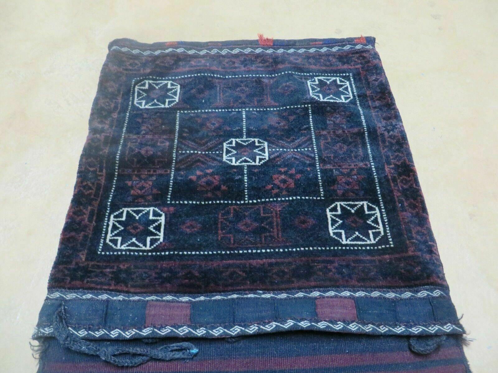 23" X 59" Antique Handmade Turkoman Balouchi Tribal Wool Rug Double Saddle Bags Tobre - Jewel Rugs