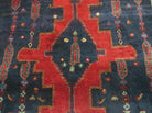 5' X 9' Antique Handmade India Geometric Oriental Wool Rug Veg Dyes Red Blue - Jewel Rugs