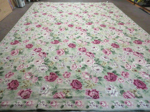 10' X 13' Stark USA Handmade Needlepoint Wool Floral Area Rug Rose Garden Chic Carpet - Jewel Rugs