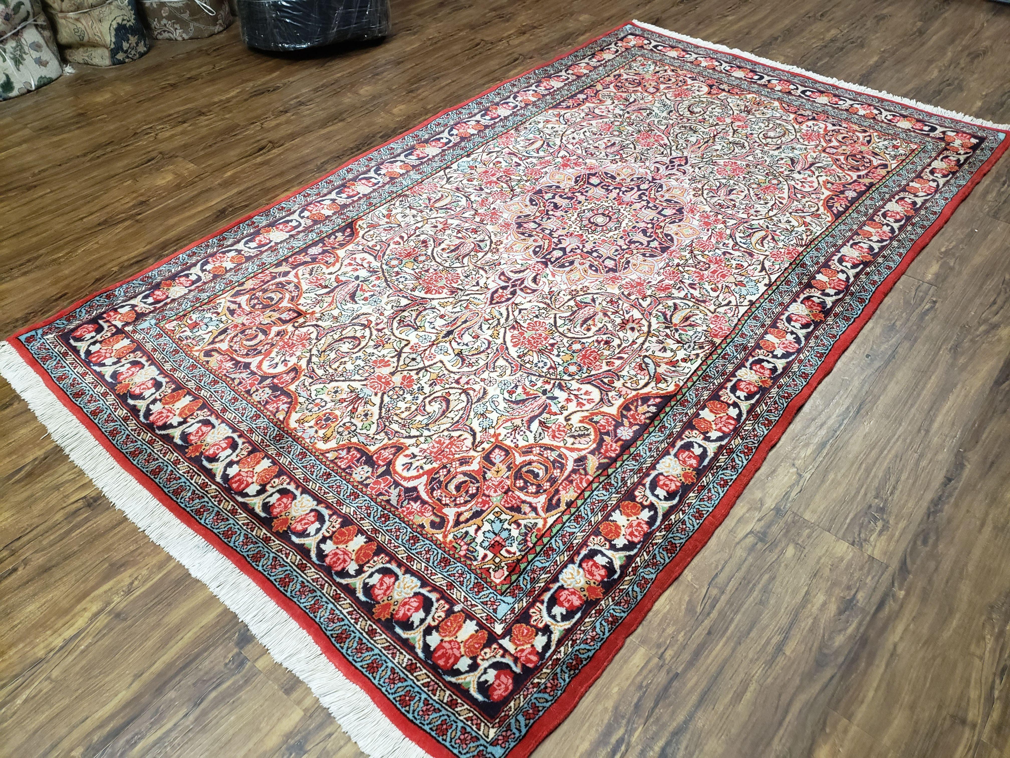 Semi Antique Persian Bidjar Rug, Red & Beige, Hand-Knotted, Wool, 4'7" x 7'10" - Jewel Rugs