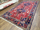 Antique Persian Zanjan Nahavand Heriz Rug, Red & Blue, Hand-Knotted, 5' x 9' 7" - Jewel Rugs