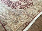 8' X 10' Vintage Handmade Chinese Oriental Floral Wool Rug Silk Accent Burgundy - Jewel Rugs