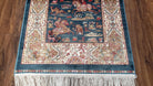 Hunting Scene Silk Rug, Small Silk Carpet, Hanging Wall Rug, Royal Blue & Cream, Horses, 80 x 125 cm, 2.5x4 Rug, 2' 8" x 4' 1" - Jewel Rugs