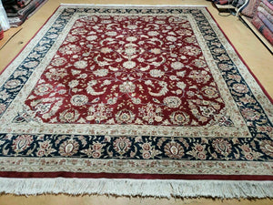 8' X 10' Vintage Handmade India Floral Wool Silk Accents Rug Organic Veg Dyes - Jewel Rugs