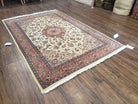 4x6 Handmade Top Quality Pakistani Floral Wool Rug Veg Dyes Carpet Beige Salmon - Jewel Rugs