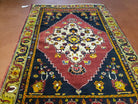 4x7 Antique Turkish Rug 4 x 7 Handmade Rug 7x4 Oushak Rug 4x7 Yastik Rug Medallion Rug Tribal Rug Red Rug Foyer Room Rug - Jewel Rugs