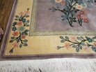 8' X 10' Vintage Handmade Chinese Art Deco 120 Lines Wool Rug Flowers Mauv - Jewel Rugs