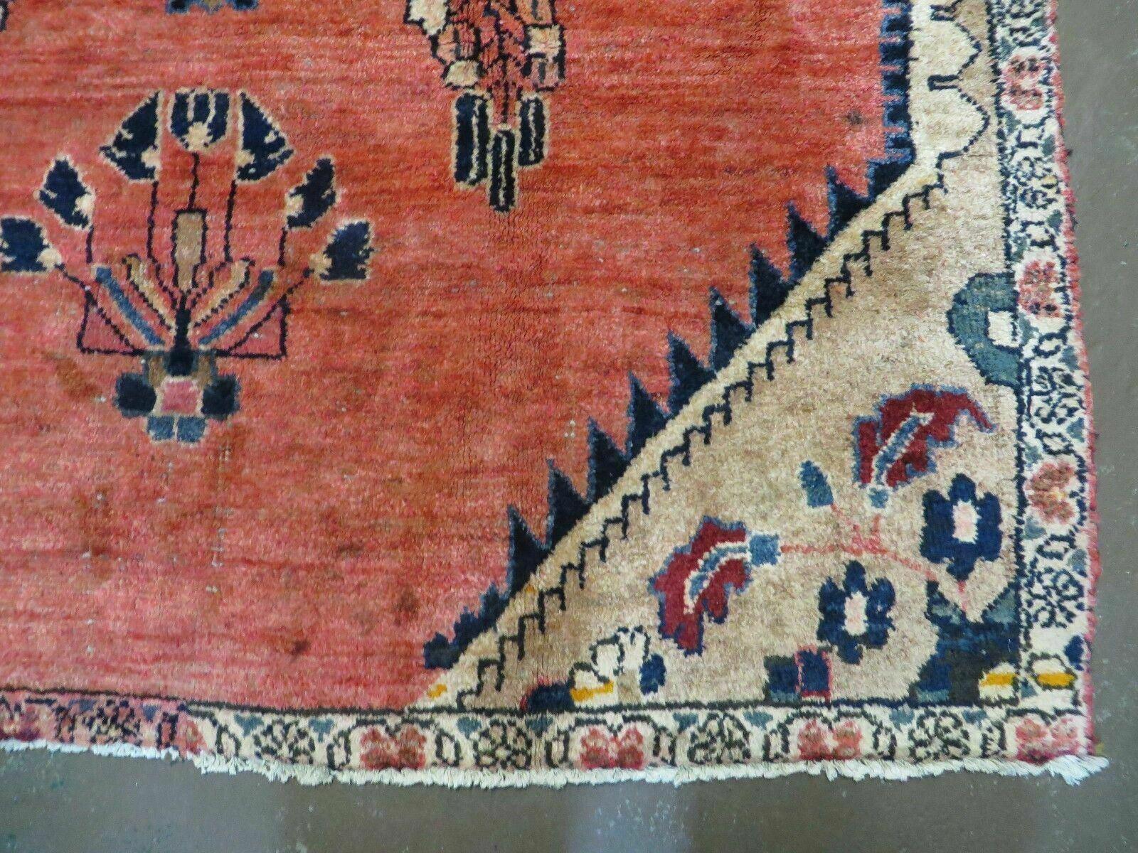 5' X 9' Antique Handmade India Floral Oriental Wool Rug Vegetable Dye Red Nice - Jewel Rugs