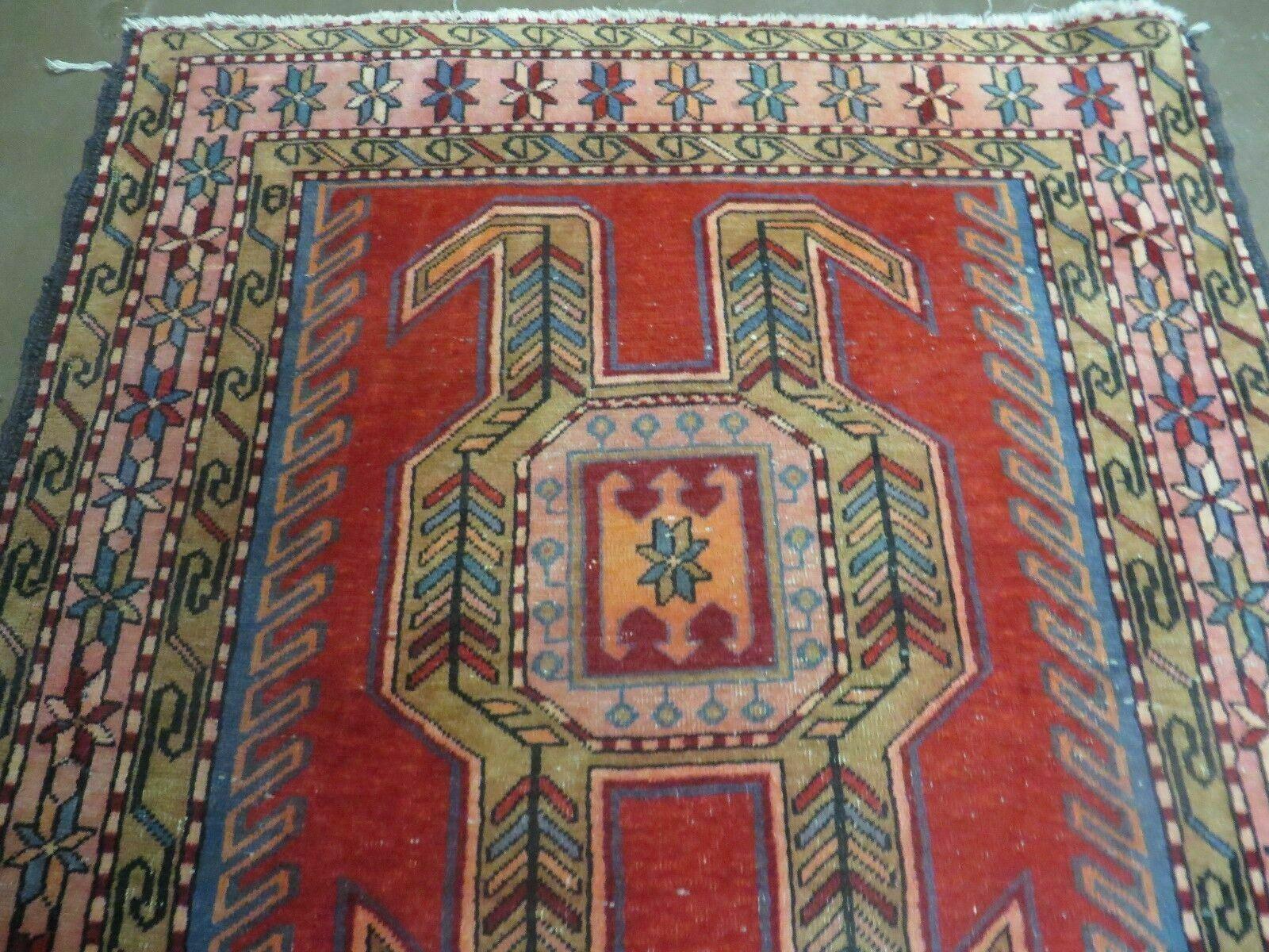 3' 8" X 10' 6" Antique Handmade Turkish Kazak Design Wool Rug Runner Carpet - Jewel Rugs