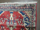 Persian Runner Rug 3 x 12, Persian Hamadan Runner, Antique Wool Oriental Tribal Runner, Floral Vases, Hand Knotted Hallway Kitchen Runner Rug, Red Navy Blue Cream - Jewel Rugs