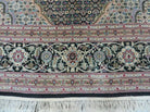 8' X 10' Vintage Fine Handmade Chinese Oriental Wool & Silk Black Area Rug Mahi/Herati Style - Jewel Rugs