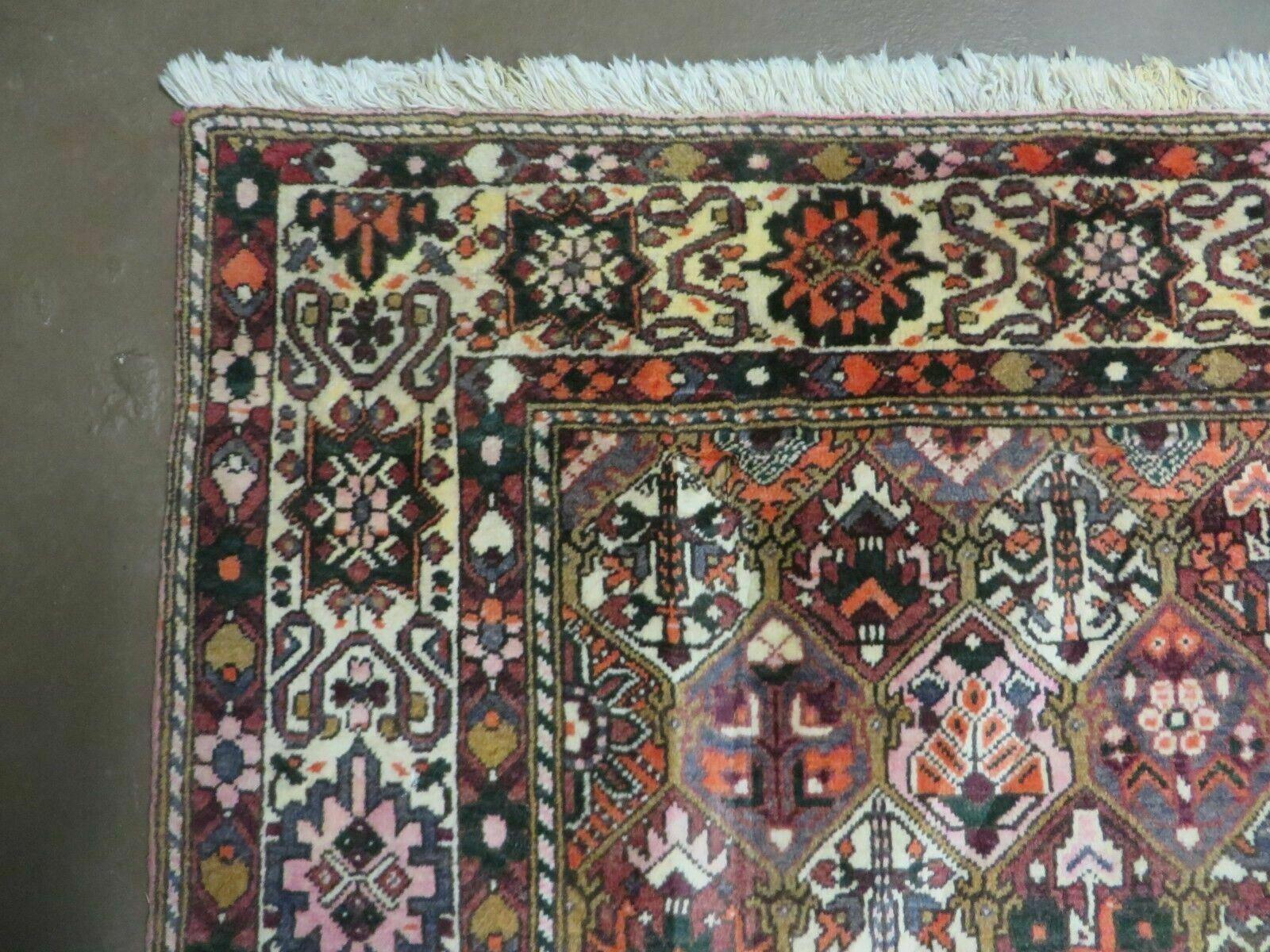 Antique Persian Bakhtiari Rug 7x10 - Multicolor Repeated Panel Design - Vegetable Dyed Rug - Hand Knotted Wool Room Sized Oriental Carpet 7 x 10 Rug - Jewel Rugs