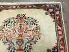 2' 7" X 3' 6" Antique Rug Hand Knotted Pictorial Wool Oriental Flowers - Jewel Rugs