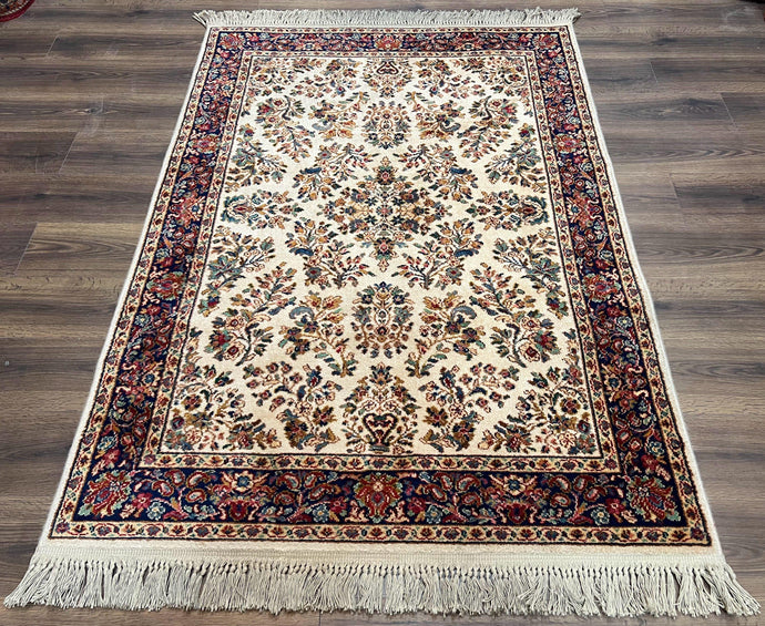 Karastan Rug 4.3 x 6, Karastan Ivory Sarouk #760 Wool Carpet, Vintage Original Collection 700 Series Discontinued, Floral Oriental Rug, Nice - Jewel Rugs