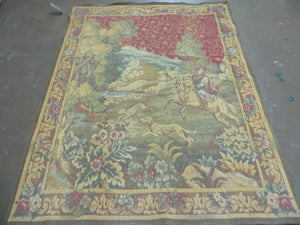 4' X 5' Vintage Tapestry Belgium Hand Loomed Victorian Nice 90ff - Jewel Rugs