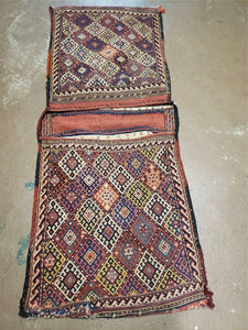 26" X 56" Antique Handmade Authentic Tribal Wool Rug Double Bag Tobreh - Jewel Rugs