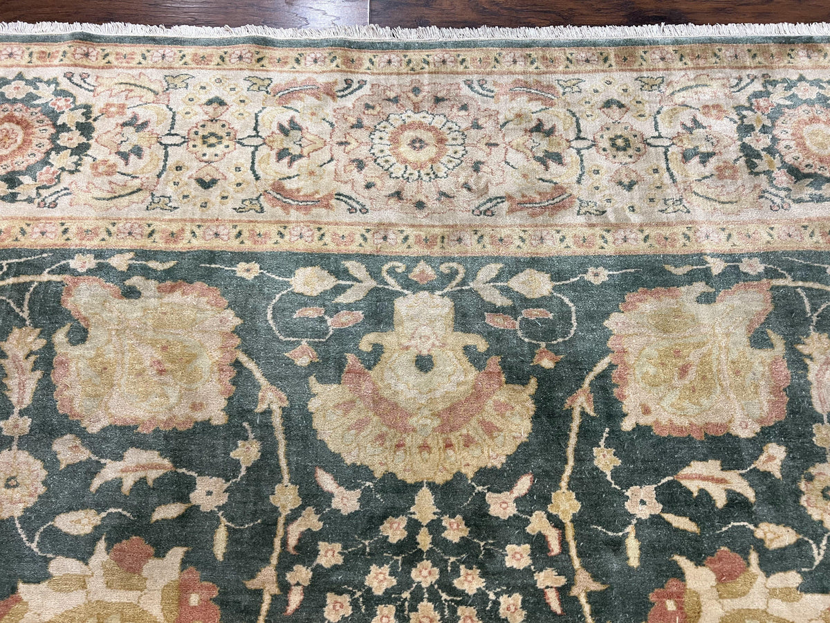 Egyptian Mahal Rug 10x14, Large Vintage Floral Hand Knotted Wool Carpe