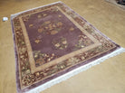 4' X 6' Modern Art Deco Chinese Handmade Wool Rug Grape Mauve - Jewel Rugs