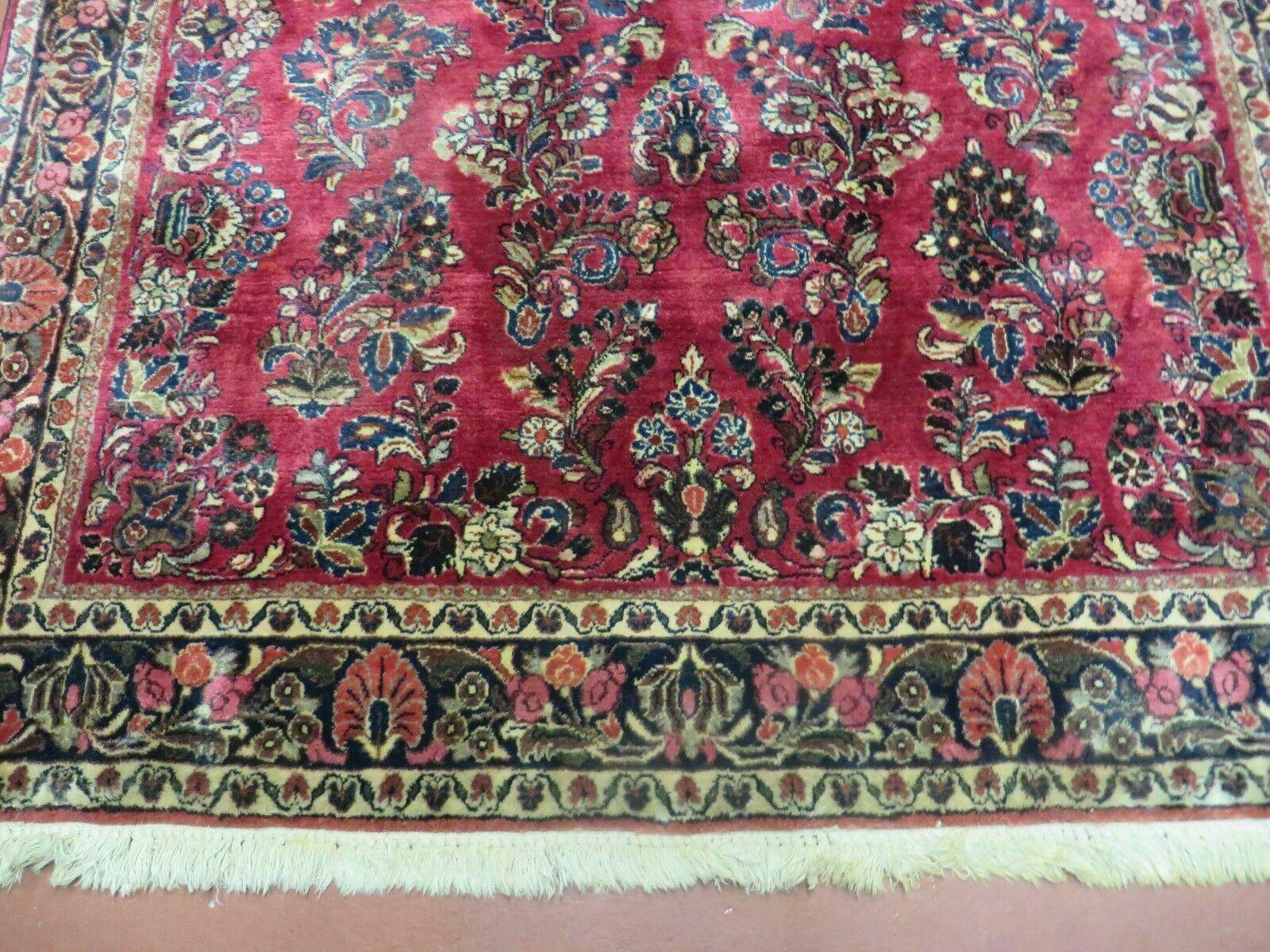 4' X 6' Antique Handmade India Oriental Wool Rug Hand Knotted Carpet Red Nice - Jewel Rugs