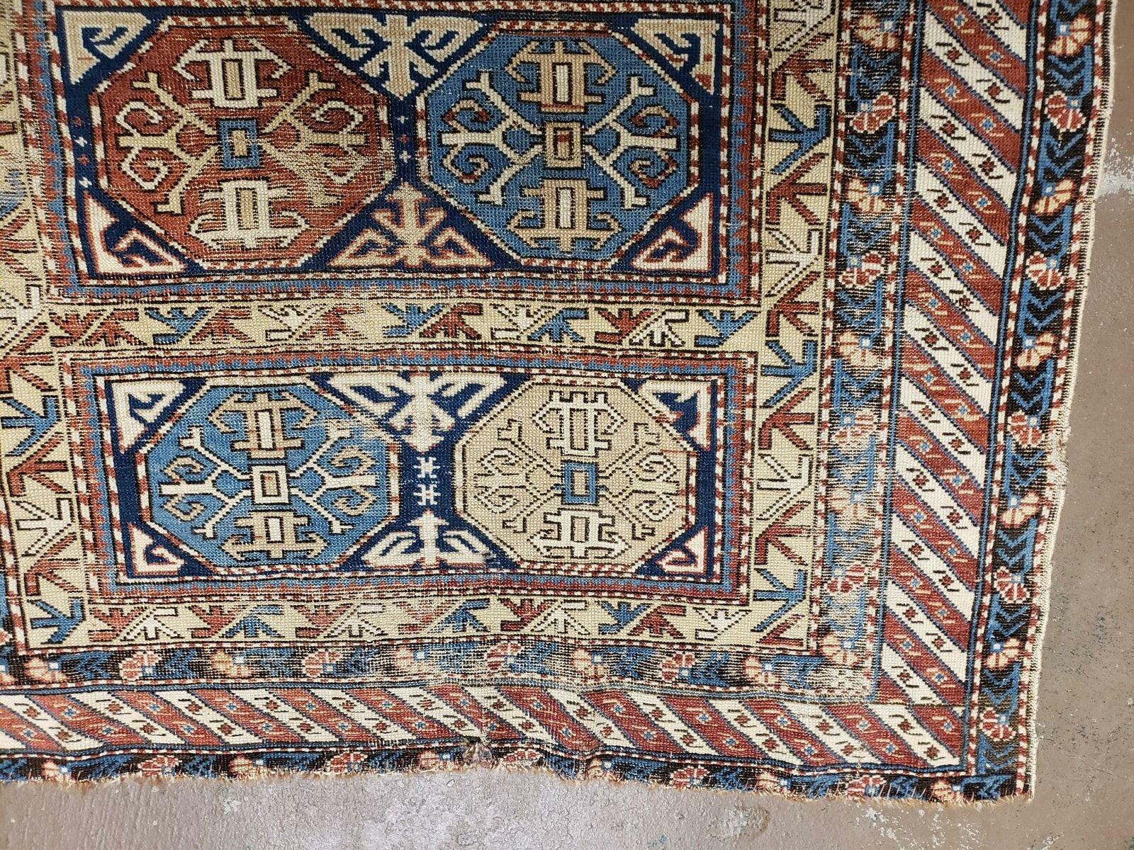 3' 4" X 4' 11" Antique Handmade Shirvan Kazak Caucasian Wool Rug Colorful - Jewel Rugs