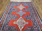 4x6 Western Kurdistan Kurdish Carpet Senneh Wool Area Rug Veg Dyes Red Blue Nice - Jewel Rugs