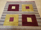 4x6 Colorful Tibetan Kilim Rug Vintage Wool Modern Rug Abstract Design Nice Gold Maroon Multicolor Carpet - Jewel Rugs