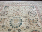 Large Turkish Rug 10x14, Mahal Sultanabad Oriental Carpet 10 x 14 ft, Silver-Beige, Large Floral Hand Knotted Vintage Wool Rug, Very Fine - Jewel Rugs