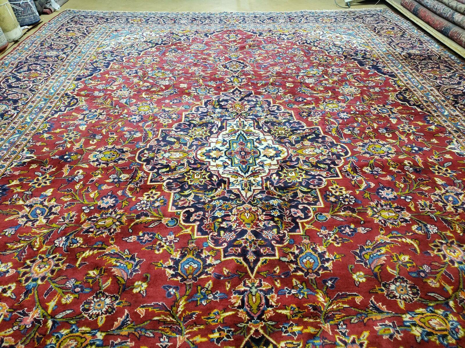 9' 6" X 13' 4" Antique Authentic Oriental Handmade Vegetable Dye Floral Area Rug Red Xlarge Allover Floral Top Quality - Jewel Rugs