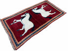 3.5 X 6 Handmade Hand-Knotted New Vintage Rug Quality Wool White Horses Red - Jewel Rugs