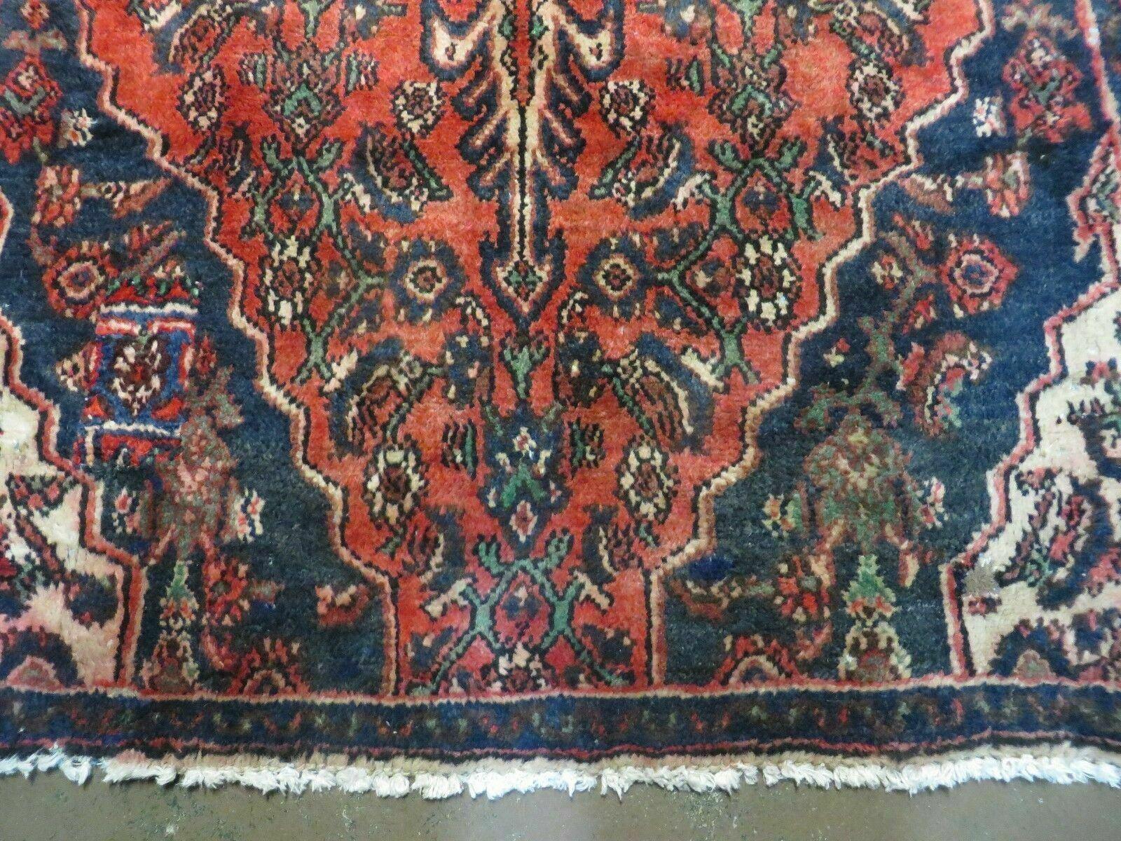 3' X 6' Antique Handmade India Floral Oriental Wool Rug Veg Dyes Red Nice - Jewel Rugs