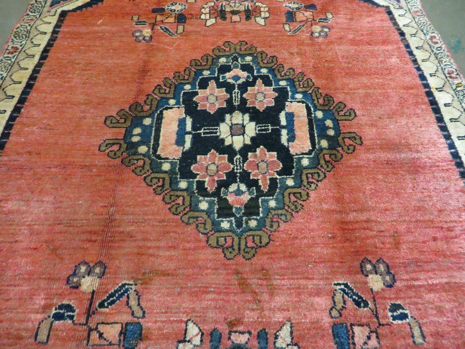 5' X 9' Antique Handmade India Floral Oriental Wool Rug Vegetable Dye Red Nice - Jewel Rugs