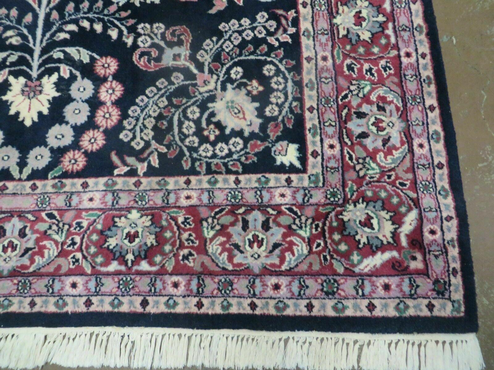 6' X 9' Handmade India Floral Oriental Wool Rug Carpet Blue Organic Dyes Nice - Jewel Rugs