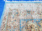 Vintage Oversized Persian Kirman Rug, Hand-Knotted, Wool, Light Blue and Ivory, 12' x 20' - Jewel Rugs