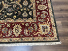 Pak Persian Mahal Rug 9x12, Allover Floral Pakistani Oriental Carpet 9 x 12, Wool Hand Knotted Area Rug, Dark Slate Gray-Black and Maroon - Jewel Rugs