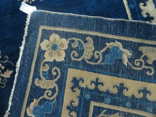 9' X 12' Antique Hand Made Art Deco Chinese Rug Peking Flowers Floral Blue Nice - Jewel Rugs