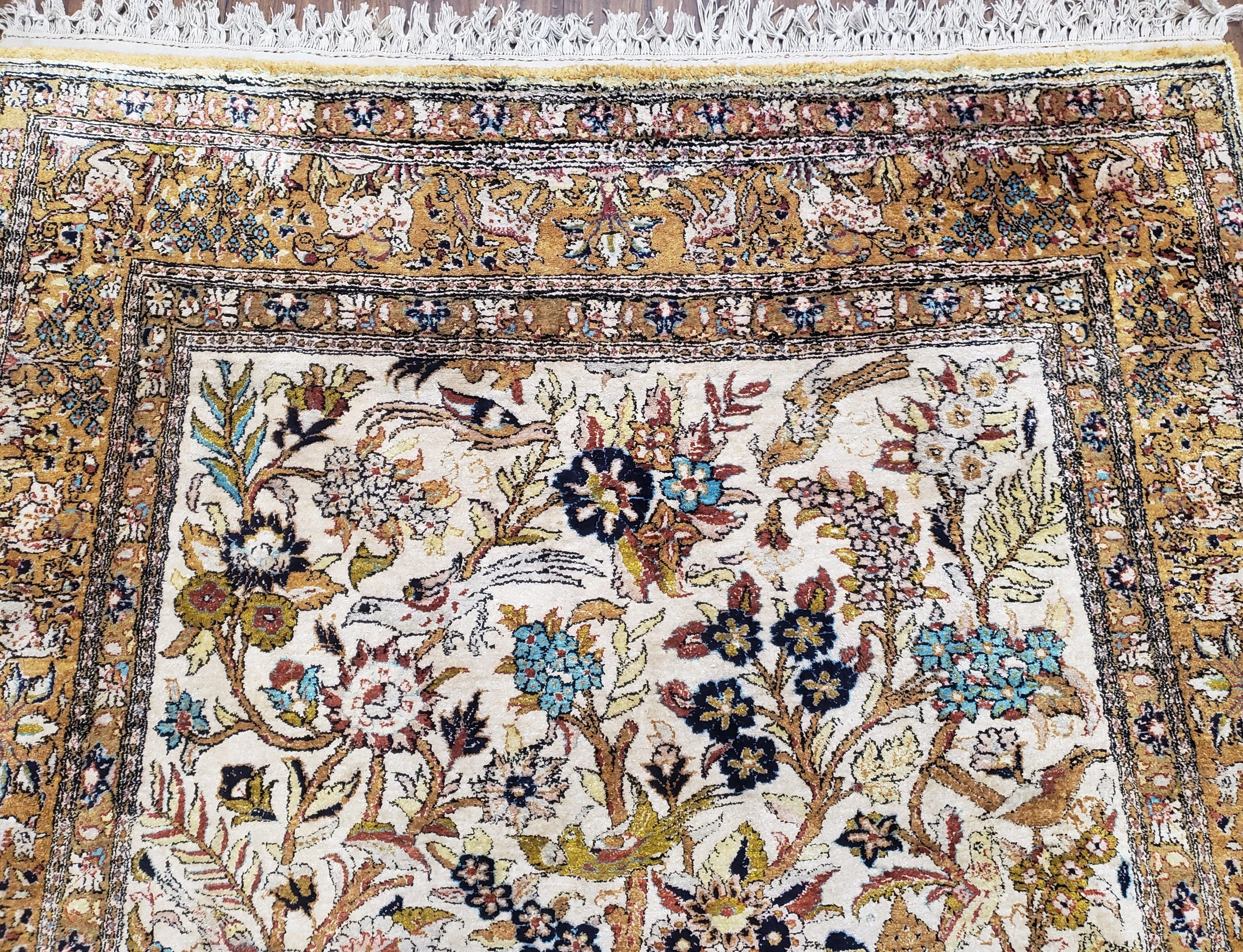 2.5'x4' Hamadan Tree of Life Silk Rug Oriental Carpet Area Rugs