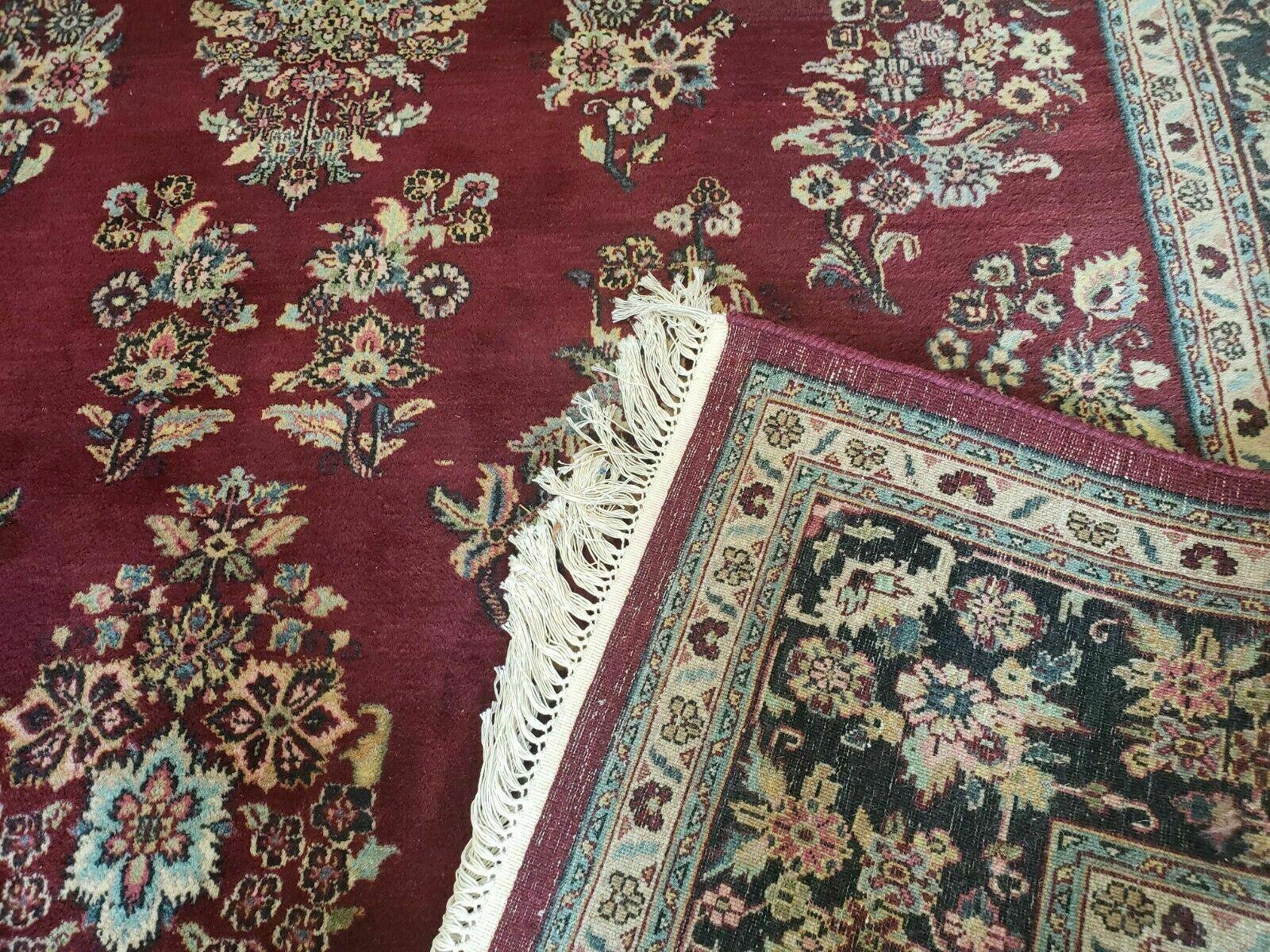 8' X 12' Vintage Handmade India Floral Oriental Wool Rug Veg Dyes Organic Red - Jewel Rugs