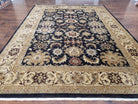 Indo Mahal Rug, Indian Sultanabad Handmade Carpet, 8x11 - 9x12 Area Rug Hand-Knotted Wool Black Floral Traditional Oriental Dinning Room Rug - Jewel Rugs