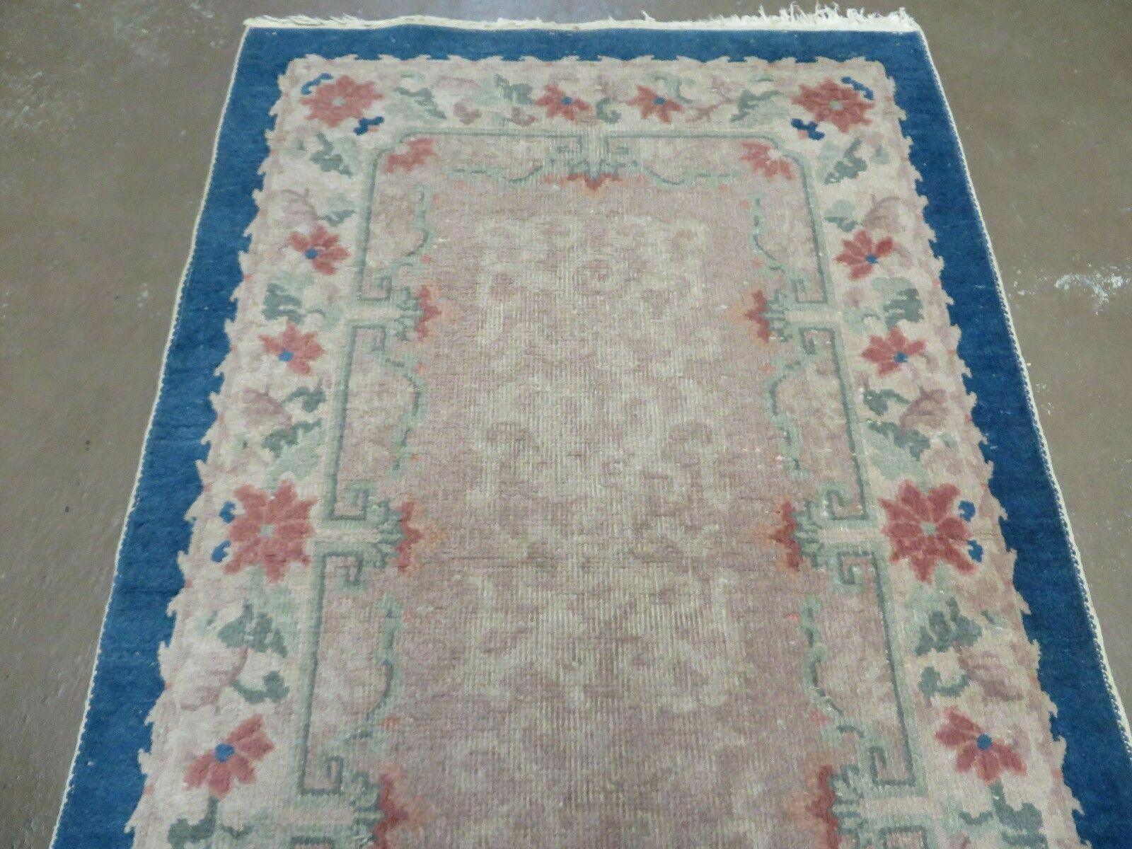 Antique Chinese Rug 2.5 x 4 Gray and Blue Wool Carpet Fette Nichols - Jewel Rugs