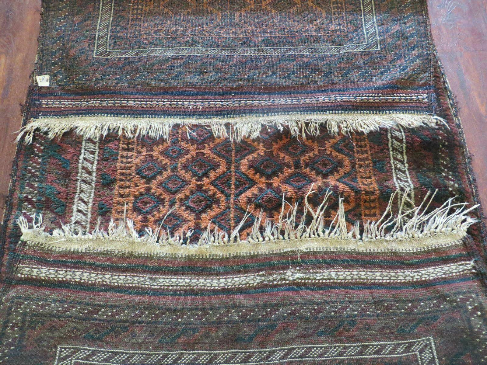 3' X 6.5' Antique Handmade Pakistani Balouch Wool Rug Kilim Borders - Jewel Rugs