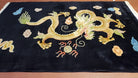 Rare Antique Chinese Art Deco Rug 6x9 with Dragon, Black Chinese Carpet 6 x 9, Hand Knotted Wool Area Rug - Jewel Rugs