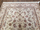 Vintage Pak Persian Area Rug 4x6 - 5x7, Wool w/ Silk Highlights Hand-Knotted, Ivory Allover Floral Pakistani Carpet, Foyer Room Entryway Rug - Jewel Rugs