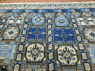 12' x 17' Palace Size Handmade Moroccan Urban Rabat Blue Panel Wool Area Rug - Blue and Beige - Jewel Rugs